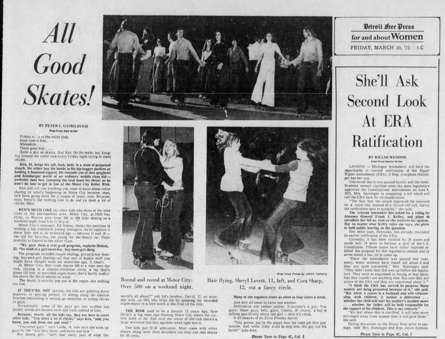 Motor City Theatre - 1973 Article On Roller Rink